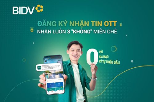 Nhận biến động số dư với mức phí 0 đồng tại BIDV