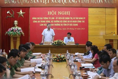 Đại tướng Tô Lâm làm việc tại Bắc Giang