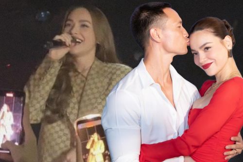 Hồ Ngọc Hà 'đánh dấu chủ quyền' Kim Lý ngay trên sân khấu