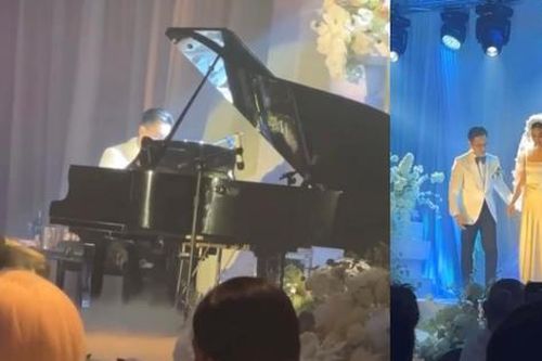 Nhạc trưởng Trần Nhật Minh tự tay đàn piano, hát cực điêu luyện đón cô dâu Thanh Hằng lên lễ đường