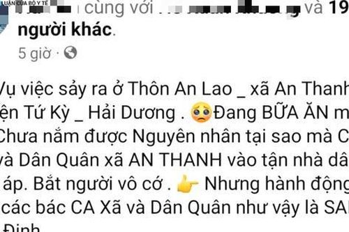 Hải Dương: Huyện Tứ Kỳ bác thông tin công an và dân quân vào nhà dân bắt người vô cớ
