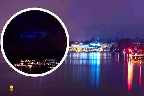 UFO hình đĩa khổng lồ lơ lửng trên hồ nổi tiếng Thụy Sĩ