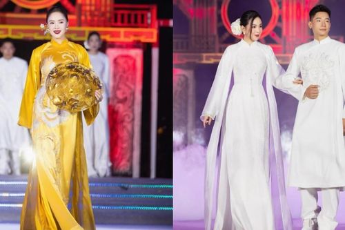 Hồng Diễm – Mai Ngọc dịu dàng với áo dài của Dũng Nguyễn
