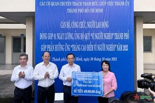 Quỹ 'Vì người nghèo' TP Hồ Chí Minh tiếp nhận kinh phí ủng hộ 400 triệu đồng