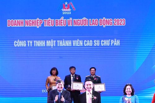 Công ty Cao su Chư Păh nhận giải thưởng 'Doanh nghiệp tiêu biểu vì người lao động'