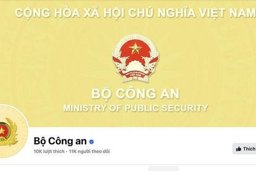 Trang thông tin Bộ Công an có tích xanh Facebook