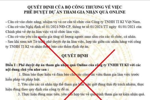 Giả mạo Bộ Công Thương phê duyệt dự án nhận quà online