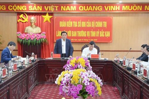Đoàn kiểm tra của Bộ Chính trị làm việc với Tỉnh ủy Bắc Kạn