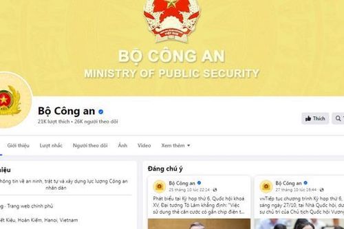 Bộ Công an ra mắt trang thông tin, fanpage trên Facebook