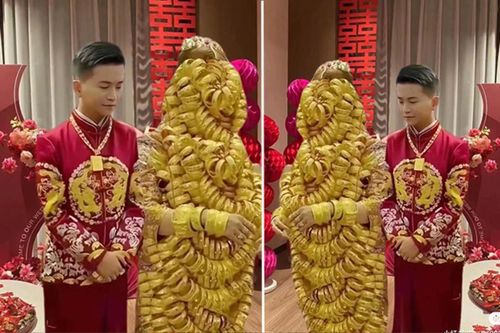 Cô dâu đeo vàng phủ kín từ đầu đến chân và sự thật bất ngờ phía sau
