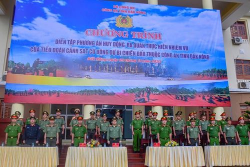 Công an Đắk Nông diễn tập phương án huy động, ra quân thực hiện nhiệm vụ của Tiểu đoàn CSCĐ dự bị chiến đấu