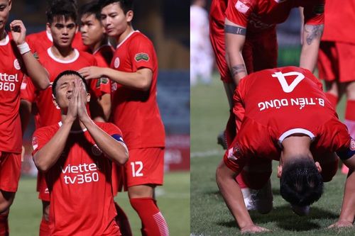 Ghi bàn giúp Viettel giành chiến thắng, Bùi Tiến Dũng quỳ sụp xuống và chắp tay, lý do khiến tất cả xúc động