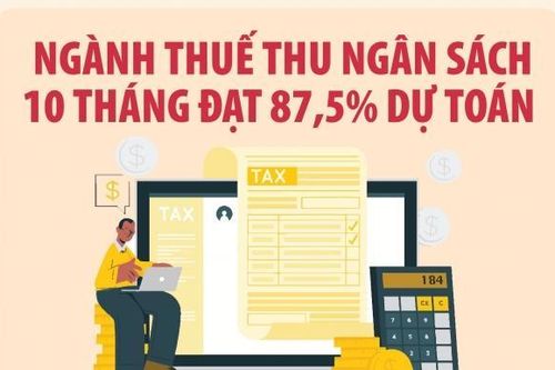 Ngành Thuế thu ngân sách 10 tháng ước đạt 1.201.575 tỷ đồng