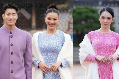 Hoa hậu Hương Giang, Á hậu Kim Duyên mặc áo dài catwalk trong thời tiết 5 độ ở Hàn Quốc