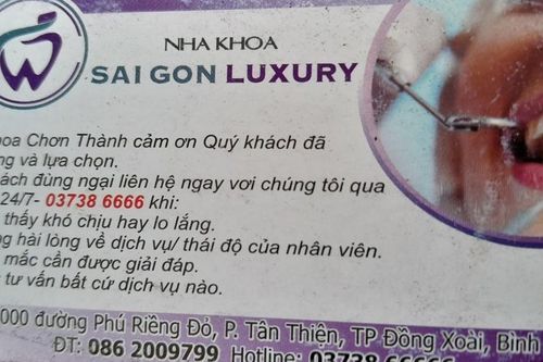 Nhà khoa Sài Gòn Luxury TP Đồng Xoài đã hoàn tiền lại cho bệnh nhân