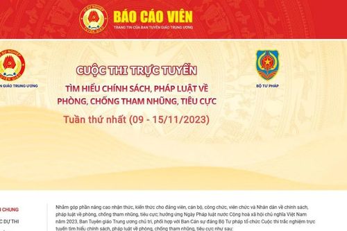 Cuộc thi 'Tìm hiểu pháp luật về phòng, chống tham nhũng, tiêu cực'