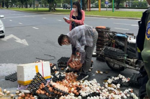 Xe chở 600 quả trứng vỡ tan tành giữa đường và câu chuyện ấm lòng phía sau