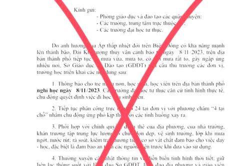 Xuất hiện công văn giả cho học sinh Đà Nẵng nghỉ học ngày 8/11