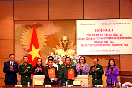 Hội đồng Dân tộc - Bộ Tư lệnh BĐBP: Tổng kết quy chế phối hợp công tác giai đoạn 2016-2023 và ký kết quy chế phối hợp giai đoạn 2023-2026