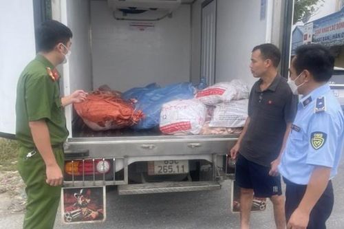 Ngăn chặn trên 500 kg thịt lợn bốc mùi hôi thối đang trên đường đi tiêu thụ
