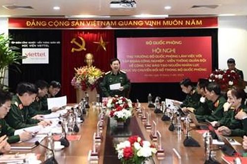 Thượng tướng Lê Huy Vịnh yêu cầu Viettel tham gia trực tiếp đào tạo nguồn nhân lực chuyển đổi số