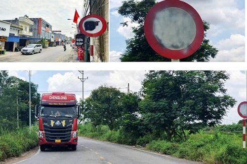 Hàng loạt biển báo hạn chế tải trọng xe ở Hải Phòng bị phá hoại