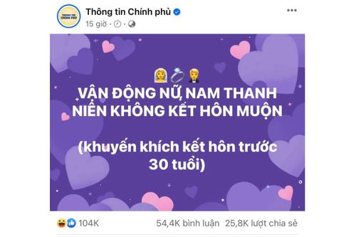 Chính phủ khuyến khích công dân kết hôn trước tuổi 30