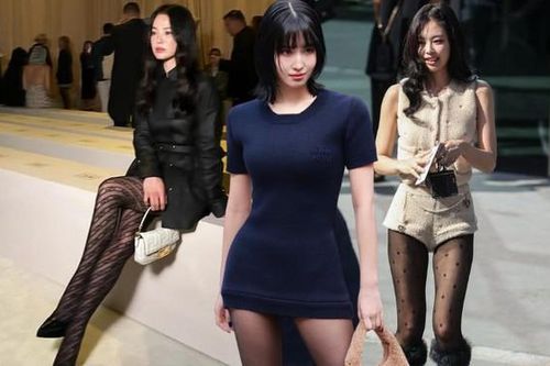 Học sao Hàn diện quần tất đen để chân thon thả, phong cách thêm sang trọng