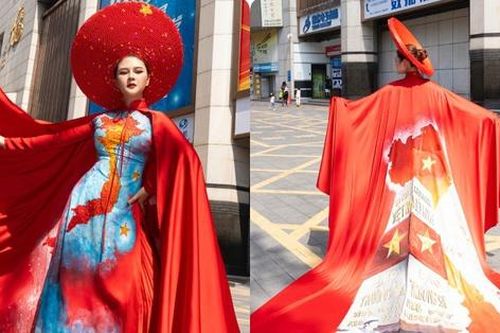 Cô gái Việt ghi dấu ấn với thiết kế áo dài trên đường phố Trung Quốc