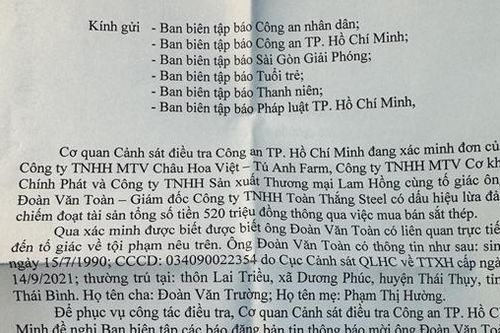 Truy tìm giám đốc công ty bị tố chiếm đoạt hơn nửa tỷ đồng