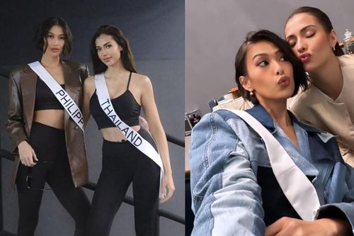 2 chị đẹp Thái Lan - Philippines 'thả thính' công khai ở Miss Universe khiến fan bấn loạn