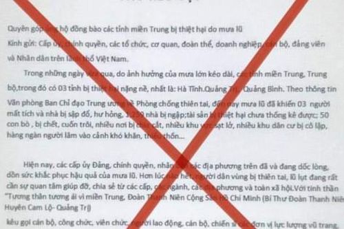 Lợi dụng mưa lũ, giả mạo thư kêu gọi quyên góp ủng hộ