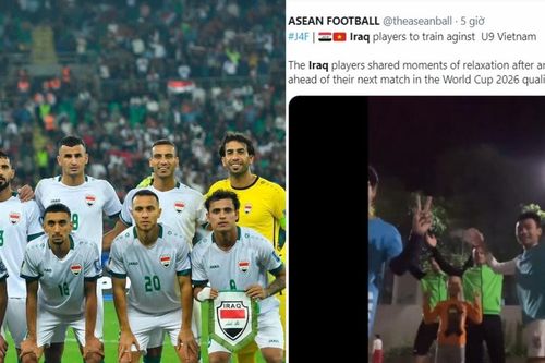 Cầu thủ Iraq hồn nhiên đá bóng với trẻ em Việt Nam trước trận đấu quan trọng với thầy trò HLV Troussier