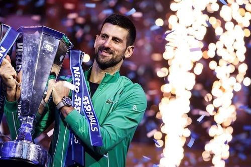 Vô địch ATP Finals 2023, tay vợt Serbia Novak Djokovic trả lời phỏng vấn bằng tiếng Italy