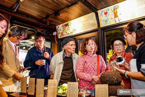 Hàng trăm du khách trải nghiệm trà tại tàu điện bánh hơi