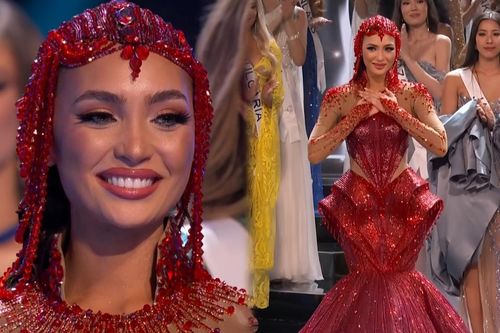 Hoa hậu R'Bonney Gabriel ướt hoen mi trong màn final walk tại Miss Universe 2023