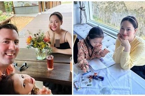 'Bà bầu' Lan Phương rạng rỡ bên chồng Tây và con gái ở nước ngoài