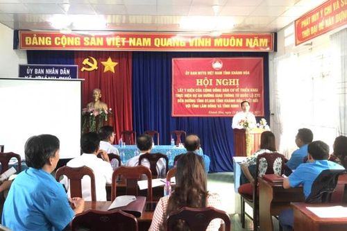 UBMTTQ Việt Nam tỉnh Khánh Hòa: Lấy ý kiến cộng đồng dân cư về triển khai Dự án đường giao thông từ Quốc lộ 27C đến đường tỉnh ĐT.656 tỉnh Khánh Hòa - kết nối tỉnh Lâm Đồng và Ninh Thuận