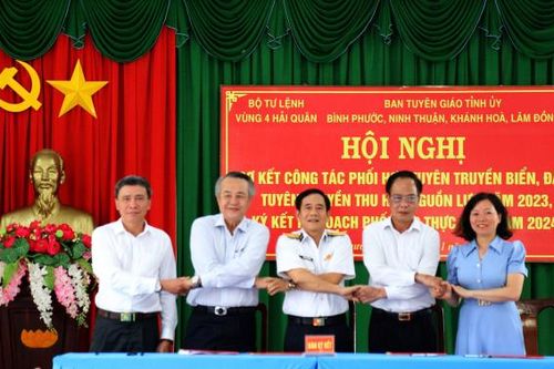 Vùng 4 Hải quân và Ban Tuyên giáo 4 tỉnh sơ kết công tác phối hợp tuyên truyền biển, đảo năm 2023