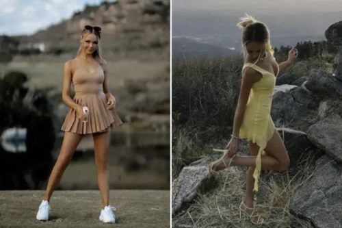 'Thiên thần làng golf mới' mang giày cao gót leo núi gây sốt mạng xã hội