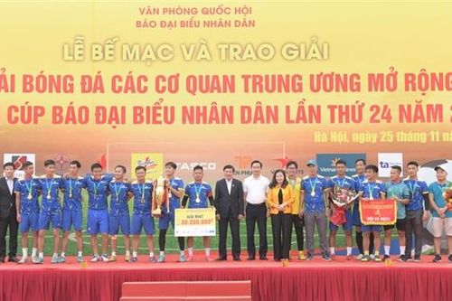 Bế mạc Giải bóng đá các cơ quan Trung ương mở rộng tranh Cúp Báo Đại biểu Nhân dân