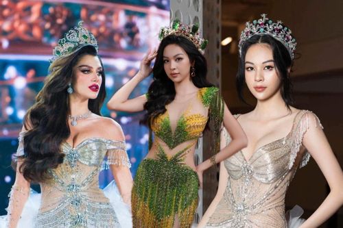 Sau khi đội 'vương miện dầu gió xanh', Phí Phương Anh đụng váy với Hoa hậu đẹp nhất thế giới