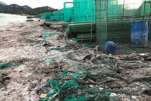 Vịnh biển Cam Ranh vẫn oằn mình vì rác thải lồng bè