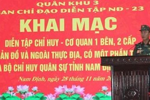Bộ CHQS tỉnh Nam Định diễn tập chỉ huy - cơ quan 1 bên, 2 cấp năm 2023