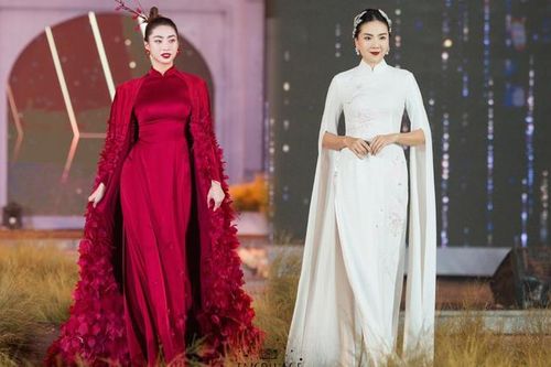 Lương Thùy Linh, Mai Ngọc diện áo dài cưới lấy cảm hứng từ ánh bình minh
