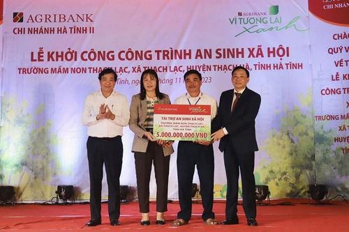Một chi nhánh ngân hàng Agribank tài trợ 5 tỷ đồng xây dựng Trường mầm non Thạch Lạc