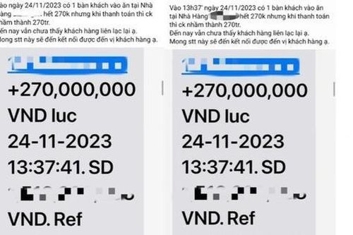 Thông tin mới nhất về vụ khách chuyển thừa gần 270 triệu đồng cho bữa ăn trưa