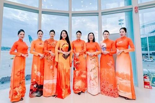 NTK Vũ Thảo Giang mang áo dài Việt 'tô cam' bầu trời quốc tế