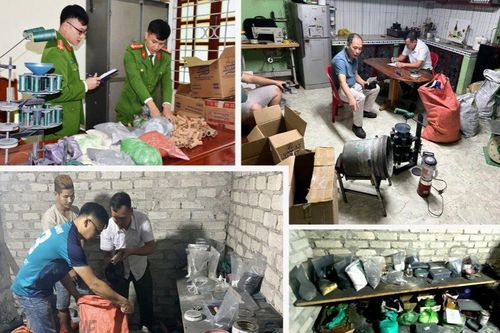 Bắt nhóm đối tượng xây hầm bí mật để sản xuất pháo trái phép ở Thanh Hóa