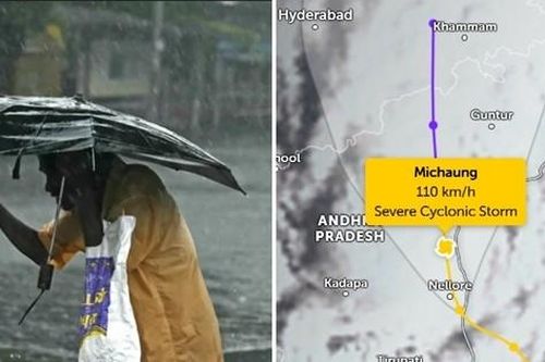 Bão Michaung tung hoành ở Ấn Độ: Máy bay đứng giữa sân bay ngập nước, ô tô trôi lênh đênh